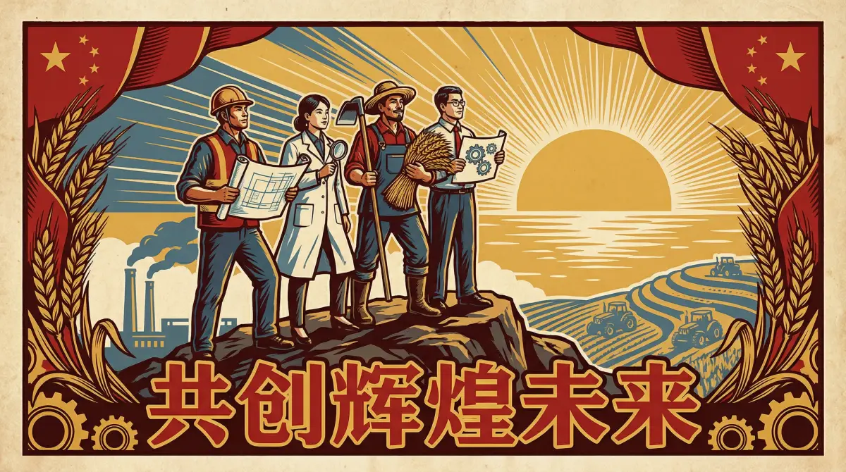 劳动者群像宣传画 - 51黑料 共创辉煌